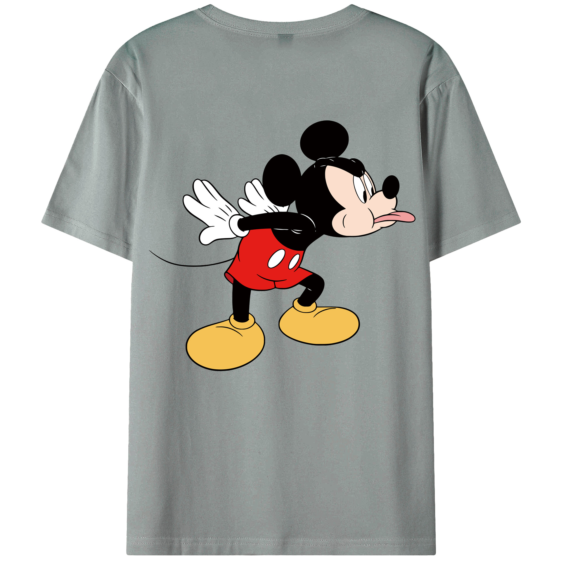 ミッキーマウス Mickey Mouse 綿100％ メンズ半袖Tシャツ（バックプリント） 通気性